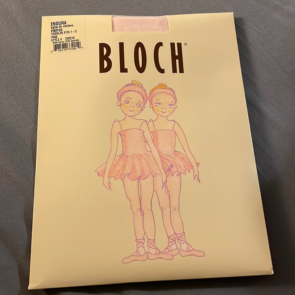 NIP Bloch Endura Footed Pink Tights. Toddler 1-3